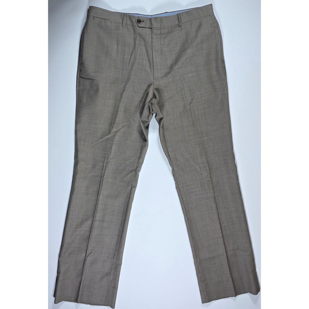 Tommy Hilfiger Men's Tan Brown 100% Wool Flat Front Dress Pants 36x30